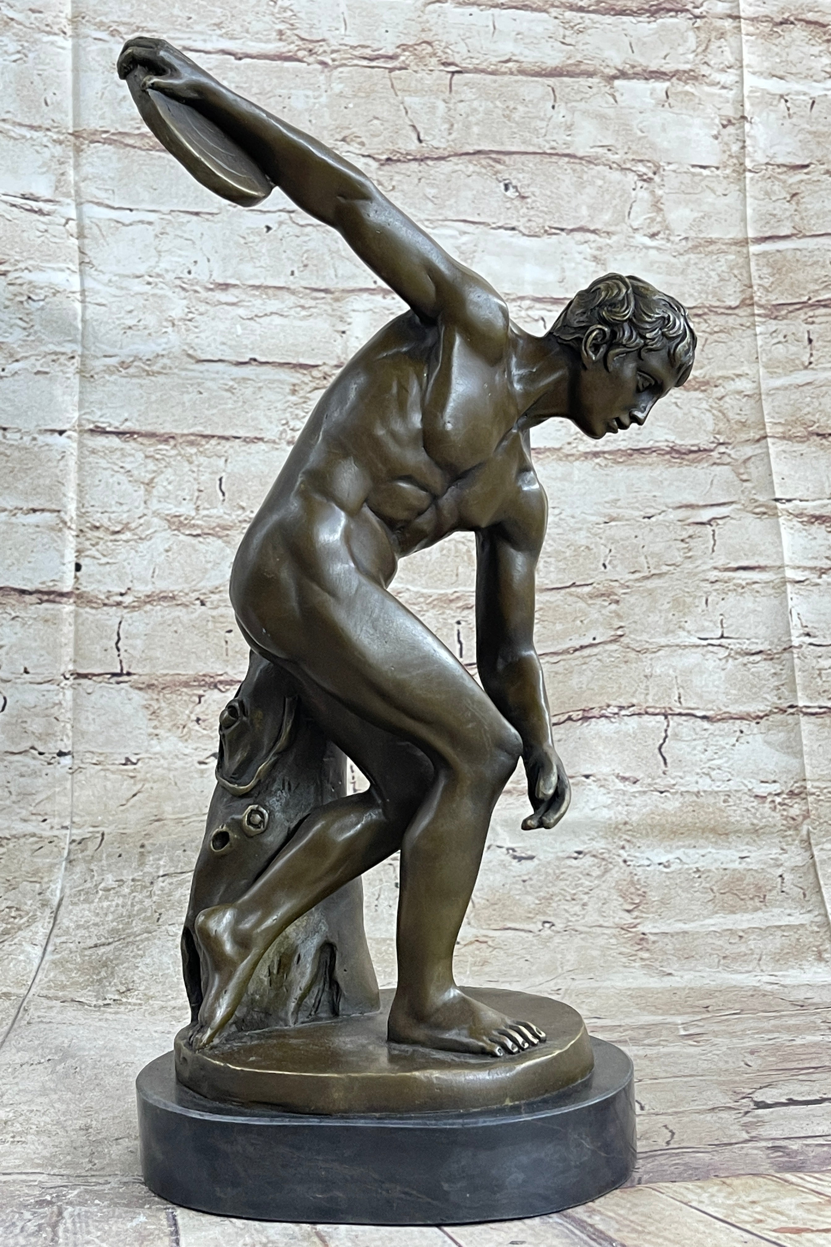 Discobolos of Myron Discus Thrower Bronze Sculpture Replica