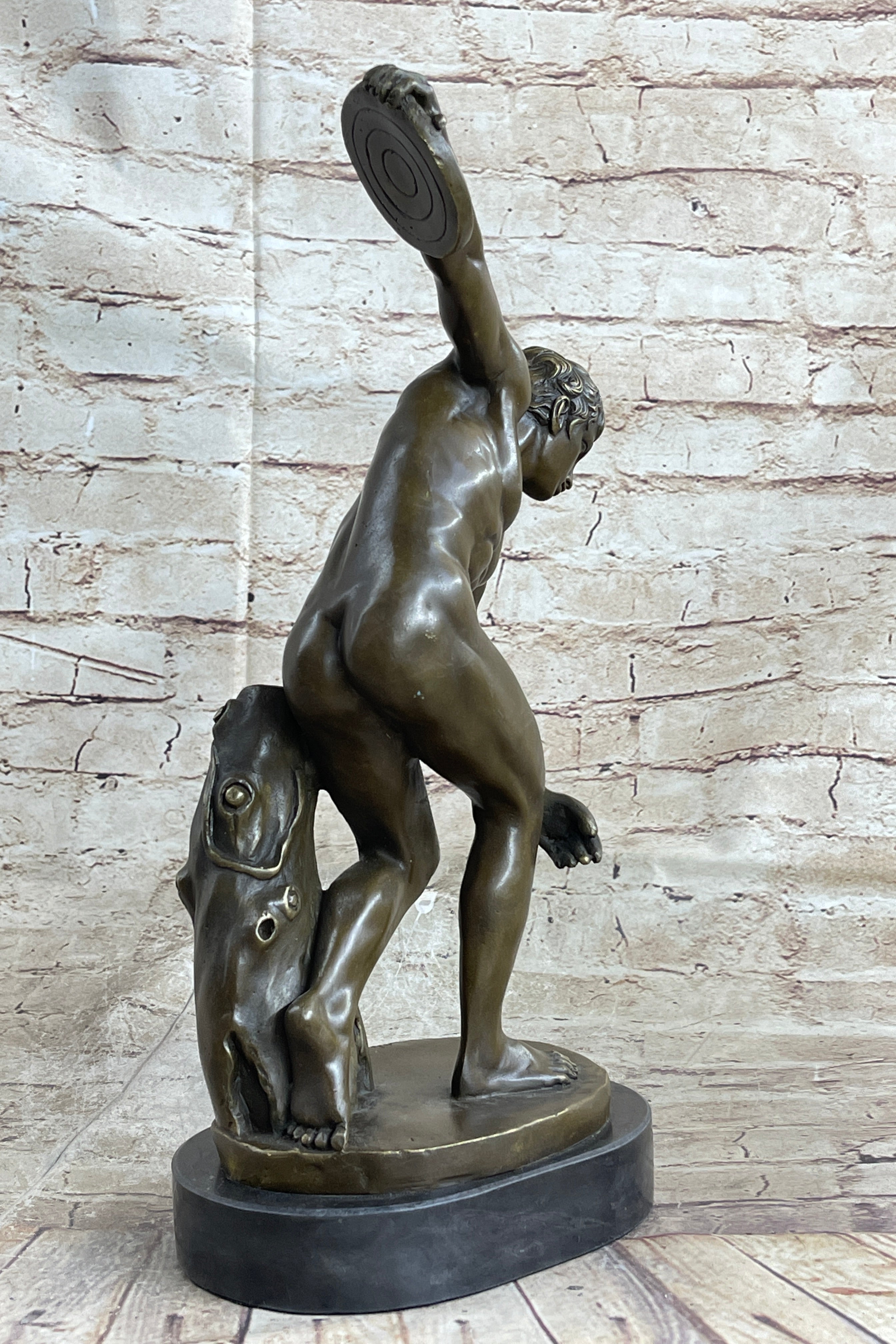 Discobolos of Myron Discus Thrower Bronze Sculpture Replica