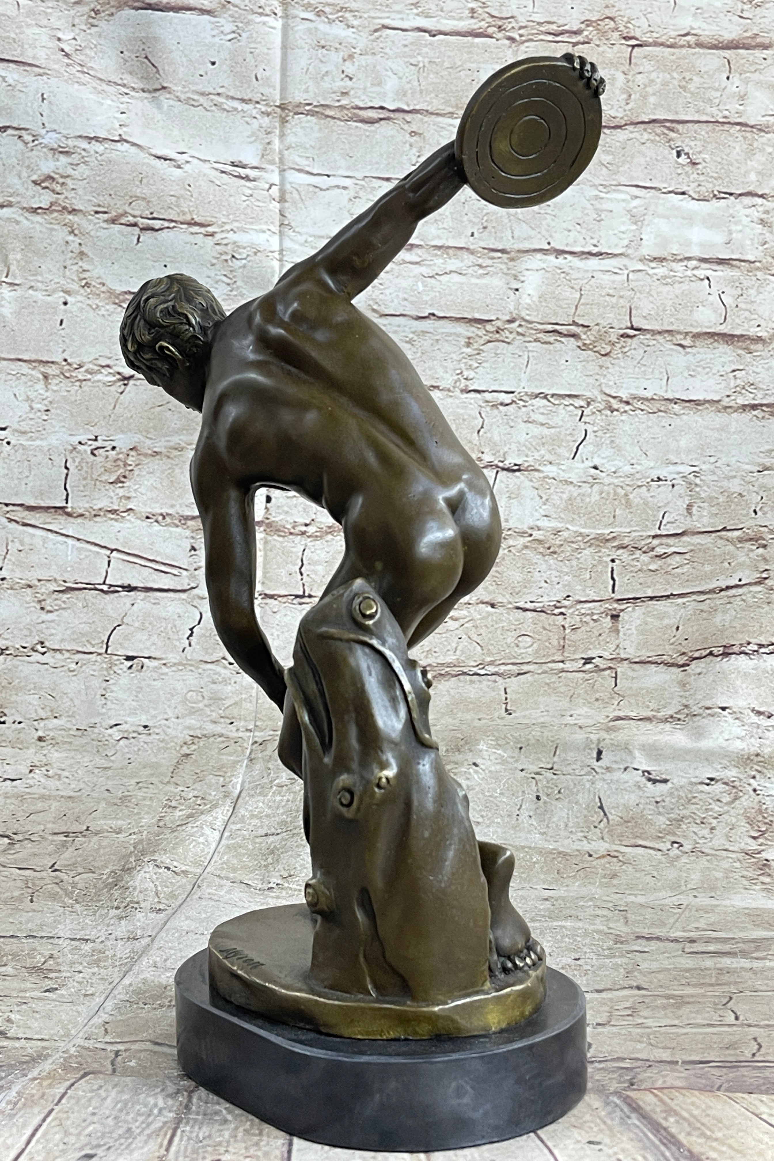 Discobolos of Myron Discus Thrower Bronze Sculpture Replica