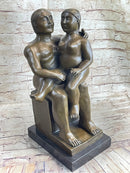 Fernando Botero Man w/ Daughter Bronze 19" x 10" Sculpture