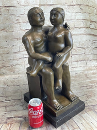 Fernando Botero Man w/ Daughter Bronze 19" x 10" Sculpture