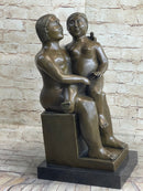 Fernando Botero Man w/ Daughter Bronze 19" x 10" Sculpture