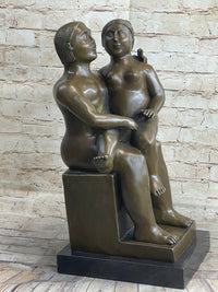 Fernando Botero Man w/ Daughter Bronze 19" x 10" Sculpture