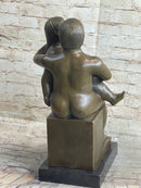 Fernando Botero Man w/ Daughter Bronze 19" x 10" Sculpture