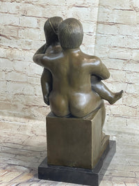 Fernando Botero Man w/ Daughter Bronze 19" x 10" Sculpture