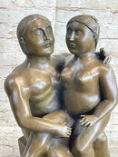Fernando Botero Man w/ Daughter Bronze 19" x 10" Sculpture