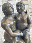 Fernando Botero Man w/ Daughter Bronze 19" x 10" Sculpture