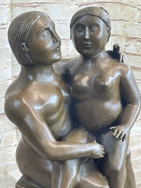 Fernando Botero Man w/ Daughter Bronze 19" x 10" Sculpture
