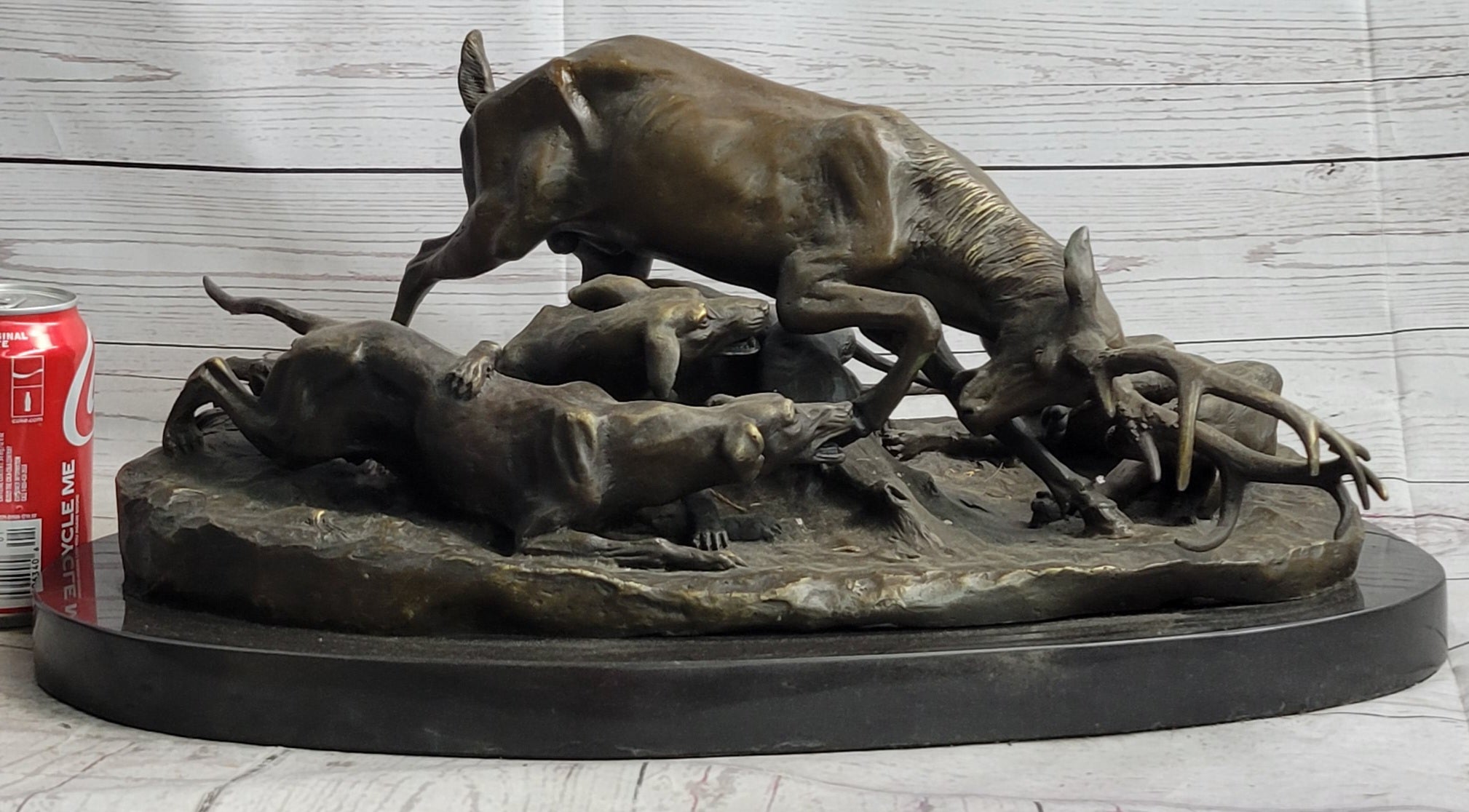 Elk Stag Attacked by Wild Dogs Bronze Sculpture Antoine Barye