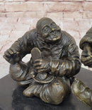 Bronze Chinese Musician and Shoemaker – Folk Art Sculpture