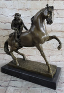 Horseback Monkey on My Back Riding Horse Bronze by Milo 13" x 13"