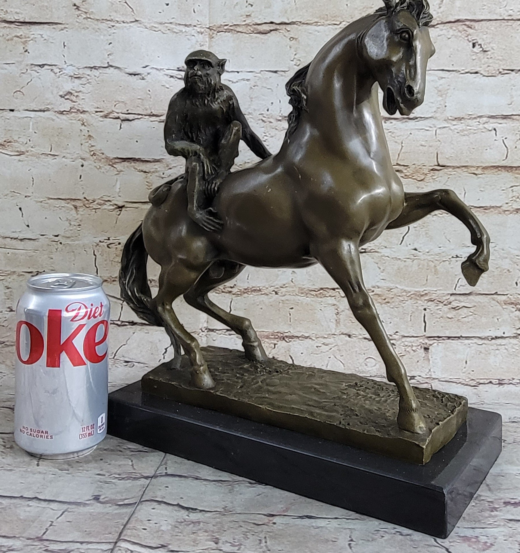 Horseback Monkey on My Back Riding Horse Bronze by Milo 13" x 13"