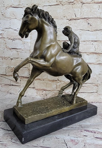 Horseback Monkey on My Back Riding Horse Bronze by Milo 13" x 13"
