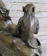 Horseback Monkey on My Back Riding Horse Bronze by Milo 13" x 13"