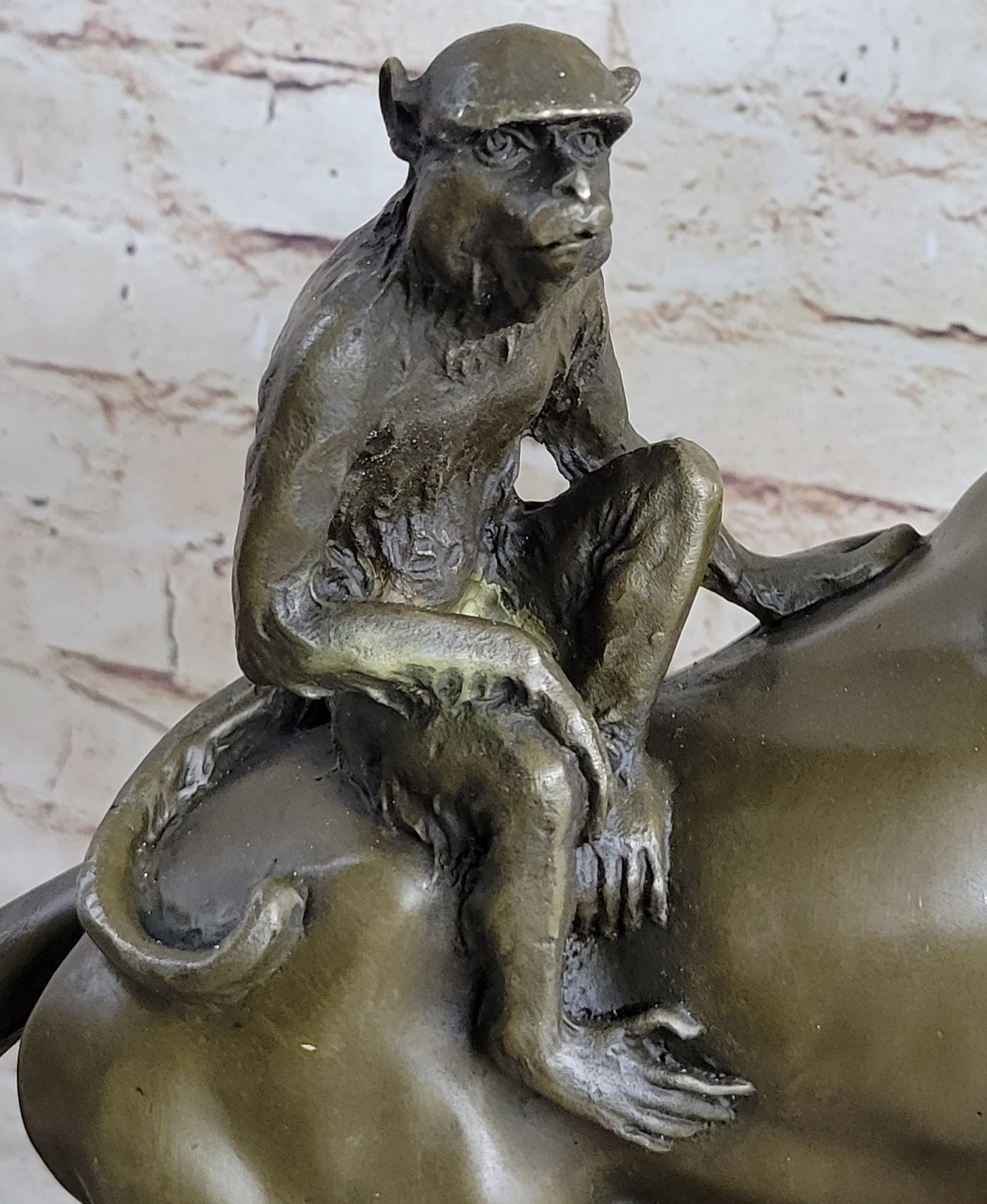 Horseback Monkey on My Back Riding Horse Bronze by Milo 13" x 13"