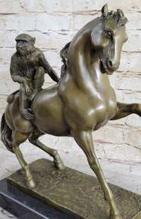 Horseback Monkey on My Back Riding Horse Bronze by Milo 13" x 13"