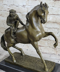 Horseback Monkey on My Back Riding Horse Bronze by Milo 13" x 13"