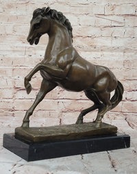 Bronze Rearing Horse – Majestic Stallion on Marble Base