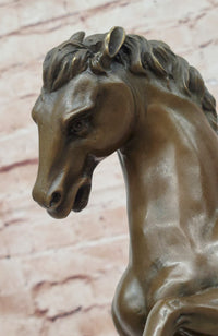 Bronze Rearing Horse – Majestic Stallion on Marble Base
