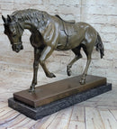 Extra Large Bronze Sculpture Horse Trots Stallion Marble Base
