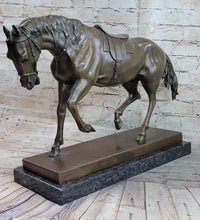 Extra Large Bronze Sculpture Horse Trots Stallion Marble Base