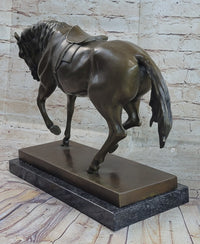 Extra Large Bronze Sculpture Horse Trots Stallion Marble Base