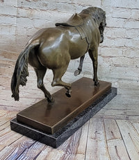 Extra Large Bronze Sculpture Horse Trots Stallion Marble Base