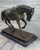 Extra Large Bronze Sculpture Horse Trots Stallion Marble Base