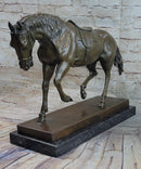 Extra Large Bronze Sculpture Horse Trots Stallion Marble Base