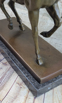 Extra Large Bronze Sculpture Horse Trots Stallion Marble Base