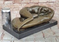 Bronze Nude Woman Sleeping – Reclining Female on Base