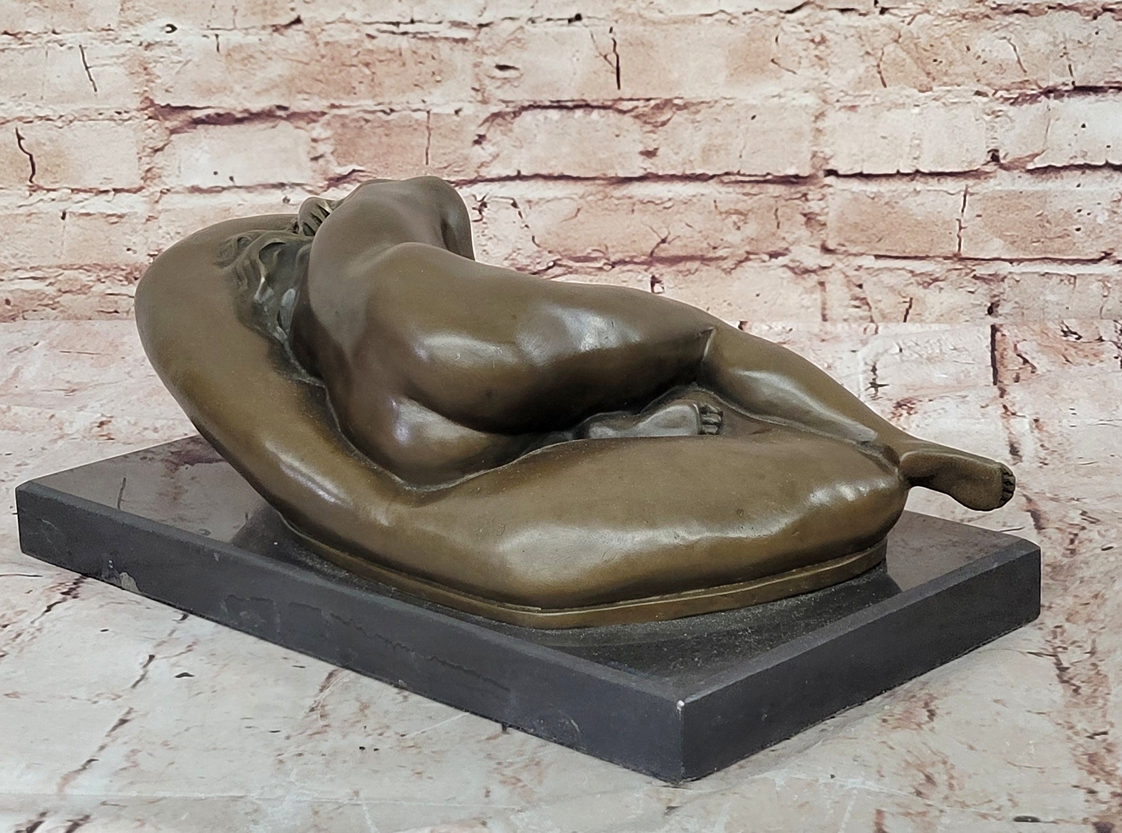 Bronze Nude Woman Sleeping – Reclining Female on Base