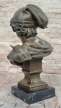 Smiling Boy Bronze Bust by Dalou with Marble Base