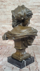 Smiling Boy Bronze Bust by Dalou with Marble Base