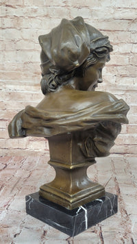 Smiling Boy Bronze Bust by Dalou with Marble Base