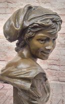 Smiling Boy Bronze Bust by Dalou with Marble Base