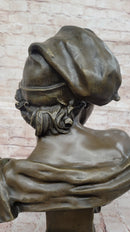 Smiling Boy Bronze Bust by Dalou with Marble Base