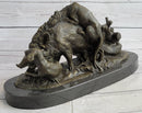 Boar Attacked by Wild Dogs Bronze Sculpture by Lecourtier