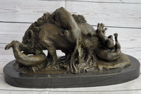 Boar Attacked by Wild Dogs Bronze Sculpture by Lecourtier