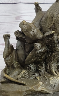 Boar Attacked by Wild Dogs Bronze Sculpture by Lecourtier