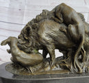 Boar Attacked by Wild Dogs Bronze Sculpture by Lecourtier