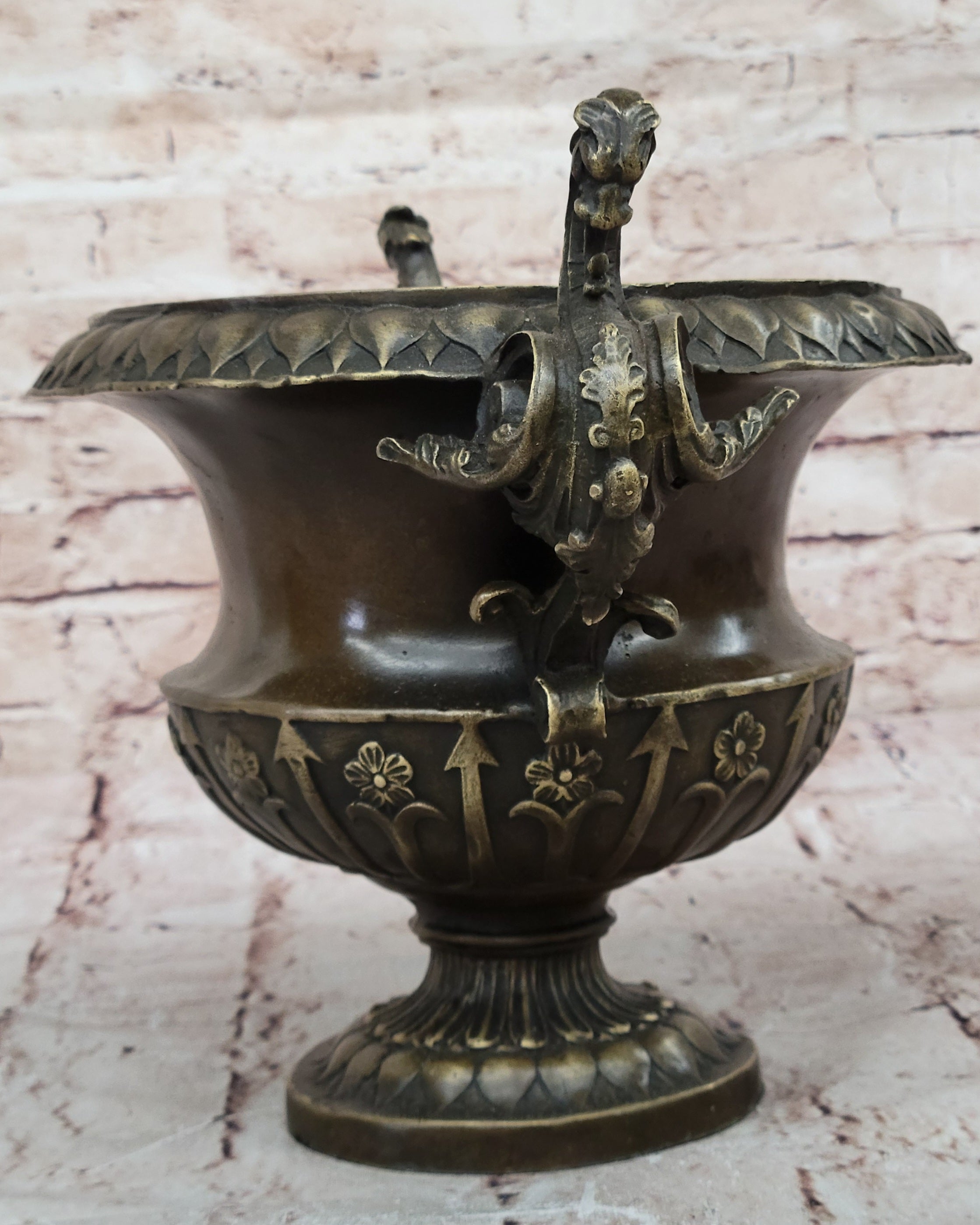 Signed Milo Elegant Vase Planter Bronze Sculpture