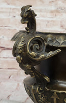 Signed Milo Elegant Vase Planter Bronze Sculpture