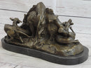 Vintage Lecourtier Wild Boar & Dogs Bronze Sculpture