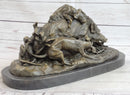 Vintage Lecourtier Wild Boar & Dogs Bronze Sculpture