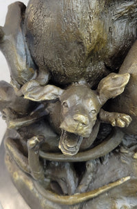 Vintage Lecourtier Wild Boar & Dogs Bronze Sculpture