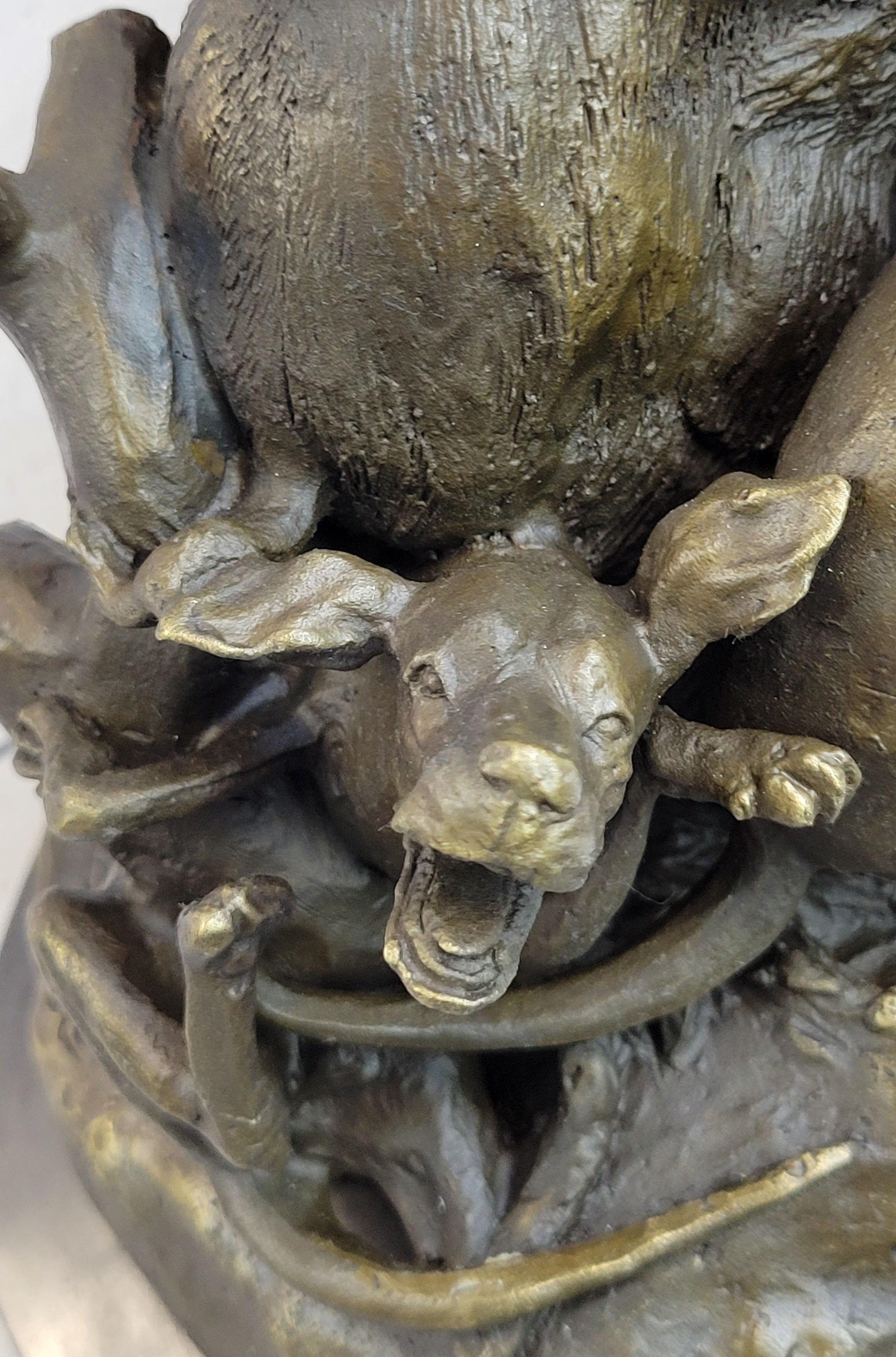Vintage Lecourtier Wild Boar & Dogs Bronze Sculpture