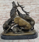 Elk Reindeer Attacked by Hunting Dogs Bronze Barye 14" x 16"