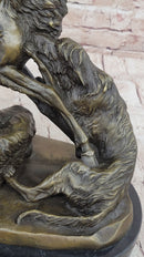 Elk Reindeer Attacked by Hunting Dogs Bronze Barye 14" x 16"