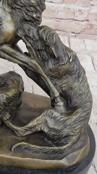 Elk Reindeer Attacked by Hunting Dogs Bronze Barye 14" x 16"